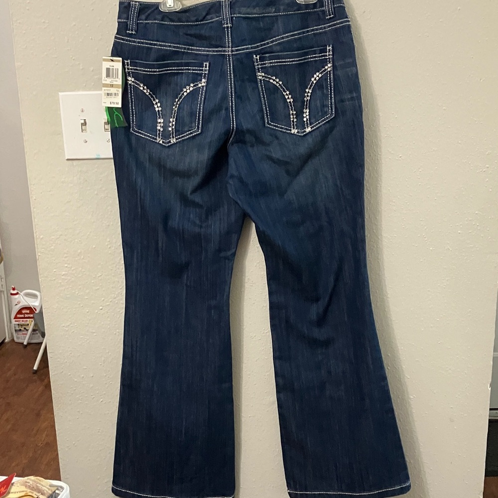 INC International Concepts Dark Blue Flare Jeans